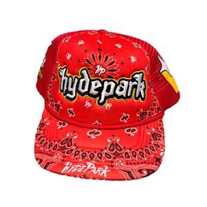 Hyde Park "Bandana Trucker Hat" NWT Red OS "You Aren't Invited" $95 Retail RARE